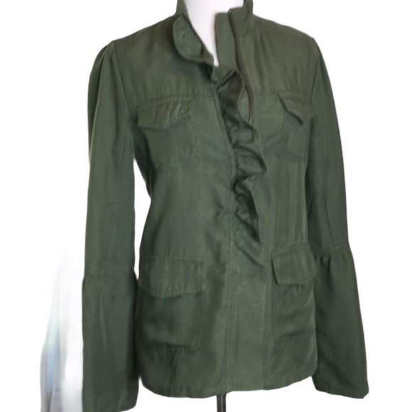Hinge Seattle Zip Front Khaki Bell Sleeve Jacket - Picture 9 of 9